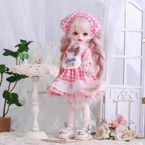 Für 30 cm (12 Zoll) 1/6 BJD Puppen-Outfit-Set Hübsches Mädchen Lolita Prinzessinnenkleid mit Kopfschmuck Dienstmädchenkleid Niedliche Rosa Kleidung und Puppe - Product Image 2
