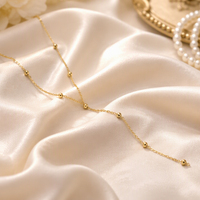 Collier délicat en acier inoxydable plaqué or avec chaîne à billes satellite en forme de Y, fermoir mousqueton réglable, bijoux d'été pour superposition