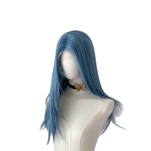 Peluca Larga y Lisa Azul Dm531 37 con Flequillo Lateral, Línea de Cabello Natural, Encaje Transparente, Peluca Completa para Mujer - Product Image 1