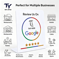 Carte NFC Google Review Originale Authentique avec Puce 215, Carte Google Restaurant Autoportante pour Bonnes Évaluations, Matériau PVC
