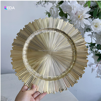 Platos Decorativos LEDA Gold Rose con Forma Floral para Bodas y Eventos, Platos de Plástico para Decoración de Mesa