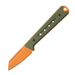 ราคาดี สีเขียว G10 Handle ใบมีดคงที่ ใบมีดสีส้ม พร้อมฝักพลาสติก