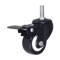 Roda Kastor PVC Hitam untuk Furnitur, 3 In 1 Box Packing, Putar, Rem Ganda, Beban Berat, Mudah Dipindahkan, Pelat Atas