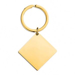 Stainless Steel Square Blank <b>Keychain</b> Custom Engraving Logo Silver Mirror Polished DIY Pendant Tag Making Charm Metal Key Chain - Product Image 4