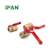 IFAN Vente Chaude Vanne à Vis en Laiton Rouge à Longue Poignée pour Eau et Gaz 1/2 po 3/4 po 1 pouce Vanne à Boisseau Sphérique en Laiton Forgé Haute Pression