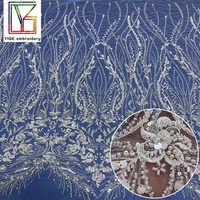 Haute qualité blanc perlé dentelle tissu mariée broderie Sequin perle dentelle Tulle tissu lacets tissus pour les femmes