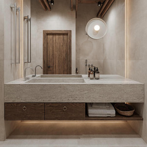 Modern Luxury <b>Bathroom</b> <b>Vanity</b> Unit Smart Mirror Wall-Mounted Cabinet Solid Wood MDF Construction Customizable Color Hospital Use - Product Image 1