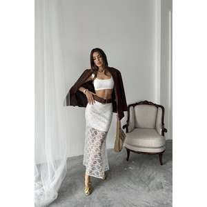 <b>White</b> High Waist Lace <b>Skirt</b> For Women Soft <b>Maxi</b> Length Elegant Design - Product Image 4