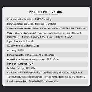 CK-7082R segnale galvanico a 8 canali ingresso analogico 4-20MA ADC isolatore RS485 Modbus-RTU modulo di acquisizione - Product Image 4