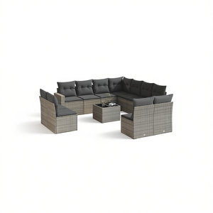 Conjunto de Sofás Modulares de Ratán PE Gris para Jardín, Muebles de Exterior con Más de 10 Asientos, Diseño Contemporáneo para Uso en Jardín - Product Image 1