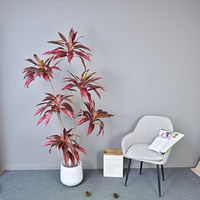 Bunga Anthurium Merah Besi Brasil Buatan 120cm Dekorasi Rumah Tahan Lama untuk Dalam/Luar Ruangan Tanaman Lantai