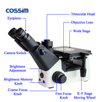 Microscope métallurgique et métallographique inversé trinoculaire optique 50X-500X avec caméra, fabriqué par le fabricant