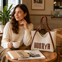 Sac fourre-tout vintage élégant en toile robuste avec poignées longues renforcées, réutilisable pour le quotidien, vente en gros OEM directe usine