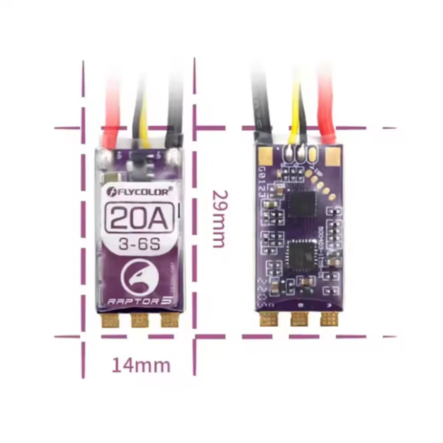 FLYCOLOR Raptor5 Brushless ESC 3-6S Drone ESC 32Bit G701 PWM 128K Single 20A 35A 45A 50A ECS Dshot Proshot for FPV Racing Drones