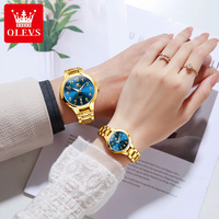 OLEVS-Montre-bracelet à quartz pour couple, montre de luxe originale, étanche, en acier, avec date lumineuse, pour hommes et femmes, 3650