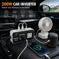 Adaptateur de voiture avec chargeur USB, onduleur de puissance 200W pour voiture, convertisseur DC 12V/24V vers AC 110V, onduleur de puissance 24V pour camion, onduleur de puissance pour batterie de voiture