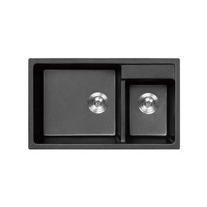 Évier de cuisine rectangulaire en composite Silgranite <span class=keywords><strong>Noir</strong></span> Bol égal Quartz Double Bol Évier de cuisine en granit - Product Image 4