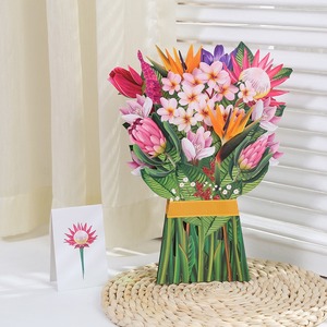 Hot bán 3D pop-up hoa giấy Bó Hoa Handmade in Offset thiệp chúc mừng cho sinh nhật và Ngày Valentine - Product Image 4