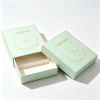 Boîte cadeau de luxe personnalisée avec logo, vert menthe, impression trèfle doré à chaud, avec insert pour bijoux, cadeaux, papeterie, vente en gros