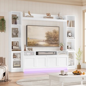 Meuble mural de style farmhouse personnalisé, centre de divertissement, meuble <span class=keywords><strong>TV</strong></span> avec étagères et armoire pour salon - Product Image 1