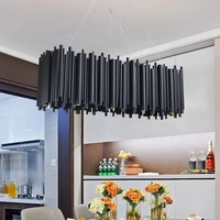Lustre linéaire moderne Seeky en métal doré, tube LED, hauteur réglable, luminaire suspendu central pour salle à manger, salon