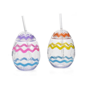 Bicchieri di plastica a forma di cartone animato da 600ml di plastica per animali domestici uovo di Pasqua di natale carota di coniglio in stile Chick tazza di paglia tazza - Product Image 3