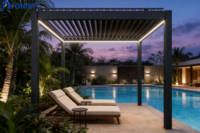 Pergola de jardin moderne en alliage d'aluminium décoratif avec revêtement en poudre, bordure extérieure, intimité, sécurité, clôture