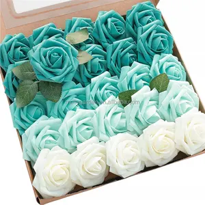 Artificial Flowers With Stems Foam Roses For Wedding Home Decoration Valentines Day Gift Flower