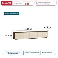 Meuble TV de style vintage crème français avec rangement au sol pour salon RC2M-P, en panneaux de particules, style antique