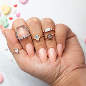 خواتم مخصصة مجوهرات نسائية من الفضة الإسترليني مطلية بالذهب أحجار كريمة أحجار كريمة صخرية كريستال زركون خواتم حجر القمر الطبيعي الأزرق - Product Image 3