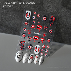 สติกเกอร์ติดเล็บลายผีน้อยน่ารักและแมวสีดำแบบทำมือใยแมงมุมสติกเกอร์ติดเล็บการ์ตูนรูปค้างคาวแบบมีกาวในตัว - Product Image 4