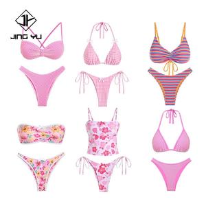 Custom Bikini With Metal Logo Label High Waist Customized Bikini Swimwear Beachwear Printing Two-piece String Bikini <b>Set</b> 2025 - Product Image 3