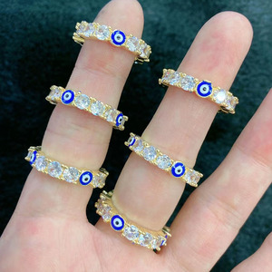 RM1511 Dainty Tiny Mini Mimaliste 18k Plaqué Or CZ Diamant Zircon Bleu Turc <span class=keywords><strong>Grec</strong></span> Evil Eyes Bonne Chance Anneaux De Protection - Product Image 3