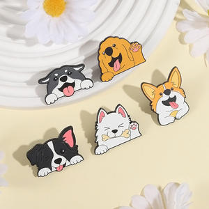 Diskon besar grosir Pin Enamel logam anjing Husky pengambil emas hewan Corgi tanpa Minimum - Product Image 5