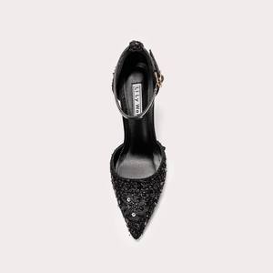 Sandales Noires Sexy à Talons Hauts de Luxe pour Femmes, Boucle à Mot Unique, Bout Pointu Aiguille, Hauteurs de Talon 3cm, 6cm, 8cm et 10cm - Product Image 2