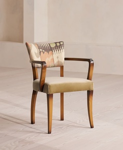 Sillón de Madera de Estilo Moderno de Mediados de Siglo con Tela con Estampado de Olivas y Brazos Curvos para Sala de Estar - Product Image 6