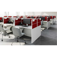 Grande Poste de Travail Modulaire Entièrement Fermé en Bois pour Centre d'Appels, avec Panneaux à Cadre en Aluminium, Garantie 5 Ans, pour 6 Personnes