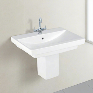Art Ceramic Sanitary Ware Lavabo Half Pedestal Sink Wash Basin Eco Friendly For Mall Villa Use - Product Image 6
