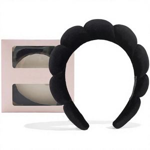 Bandeau de Spa en Éponge Douce pour le Lavage du Visage et le Maquillage, Bandeau Antidérapant pour Soins de la Peau avec Bracelets, Accessoire de Beauté Nuageux et Moelleux, Cadeau - Product Image 1