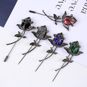 Pin de ramillete de moda Vintage para mujer, nuevo broche de flor rosa, accesorios de Metal tallados para banquete y decoración de traje de boda - Product Image 4