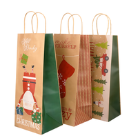Sacs en papier pour vin de Noël personnalisés avec poignées, sacs cadeaux en papier kraft pour bouteilles, pour emballages cadeaux de fêtes et impression personnalisée