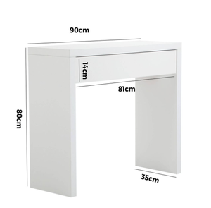 <span class=keywords><strong>Console</strong></span> élégante au design classique en bois blanc pur avec grand <span class=keywords><strong>tiroir</strong></span> de rangement pour entrée, couloir ou salon - Product Image 1