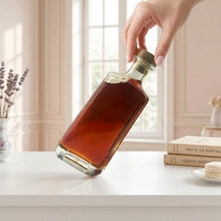 Bouteille en verre pour spiritueux et liqueurs, vente en gros et OEM, choix premium, bouteille carrée transparente élégante et minimaliste, 500 ml 750 ml