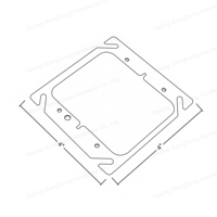 Couvercle plat carré 4 pouces 2 modules en acier prégalvanisé 52C00, avec anneau anti-salissure pour boîtier électrique, pour prise et interrupteur