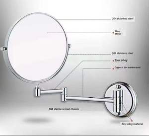 Moderner Hotel-Badezimmerspiegel aus Messing, 6 Zoll, ausziehbarer Arm, faltbar, 3-fach doppelseitig, für Waschtisch, Dusche, Rasur, Vergrößerung, Make-up - Product Image 2