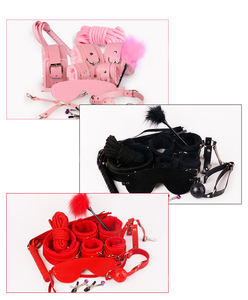 Conjunto de Bondage Erótico para Parejas Adultas, Juego de 10 Piezas <span class=keywords><strong>con</strong></span> Correas SM, 100% Impermeable, Rojo/Rosa/Negro - Product Image 6