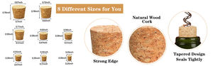 Tappo per Bottiglia in Sughero Affusolato in Legno, Chiusura Liscia per Vino, Barattoli, Tappi per <span class=keywords><strong>Candele</strong></span> e Artigianato - Product Image 2