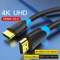 Câble HDMI 4K 60Hz haute vitesse 18 Gbps HDR avec connecteurs plaqués or pour home cinéma, téléviseur, PC, moniteur, projecteur