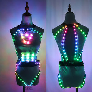 Traje de Baile Sexy con Luces LED de Colores para Actuaciones en Bares, Discotecas, Clubes, Vestidos de Cantante <span class=keywords><strong>GOGO</strong></span>, Incluye Falda, <span class=keywords><strong>Discoteca</strong></span> GO GO - Product Image 2
