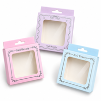 Boîte en papier pliable personnalisée pour nail art avec trous de suspension et fenêtres transparentes, boîte d'emballage en papier pour faux cils